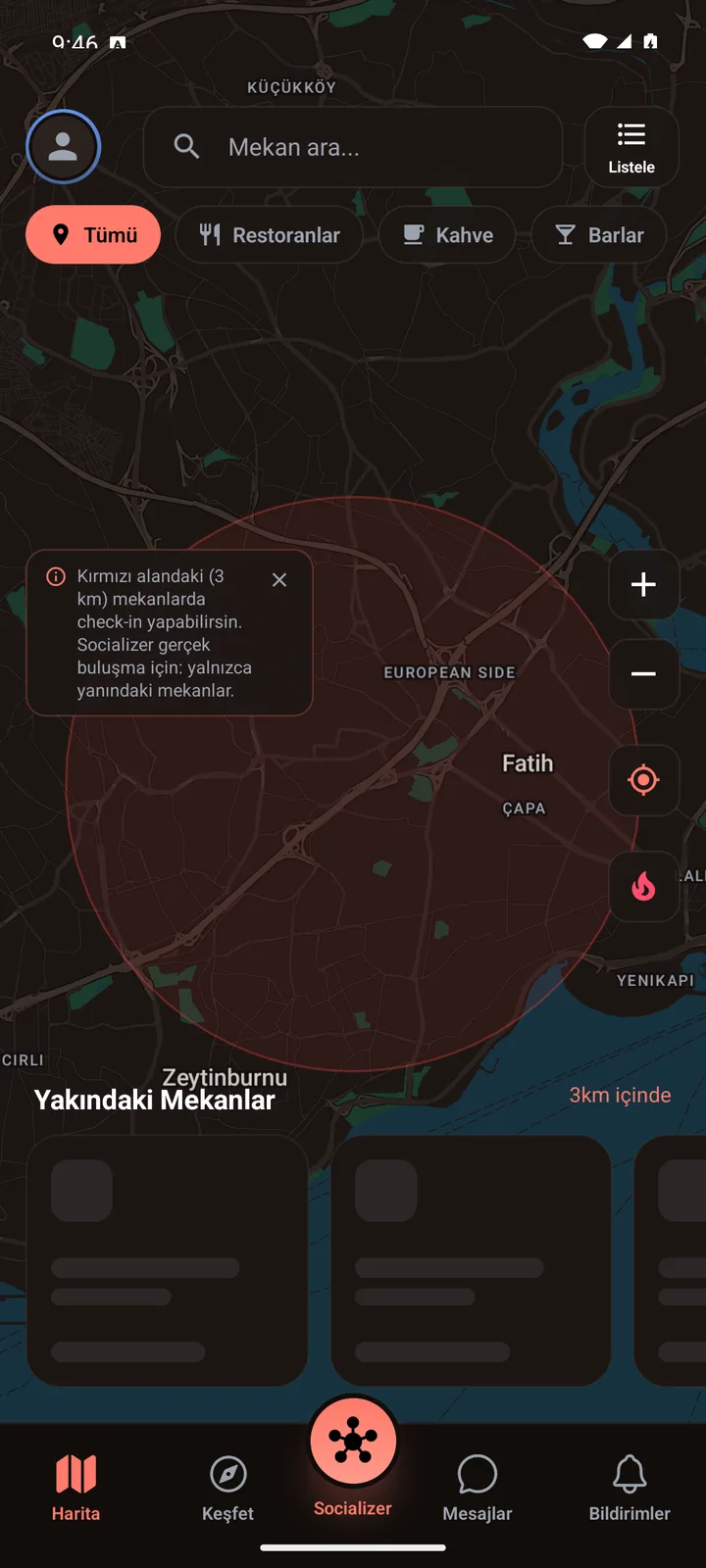 Socializer'ın yakın çevre haritası